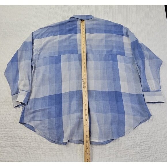 Old Navy Women's Loose Gossamer Boyfriend Shirt Blue White Plaid Size XXL - Picture 11 of 13